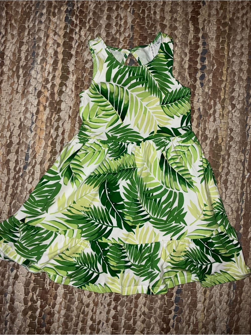 Janie and Jack Green and Lime Leaf Print Twirl Dress